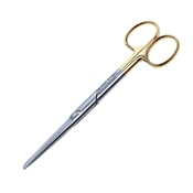 Operating Scissors Straight Sharp Blunt Blades Overall Length 5 1/2" (145mm) With Tungsten Carbide Inserts With Both Ring Handles Gold 